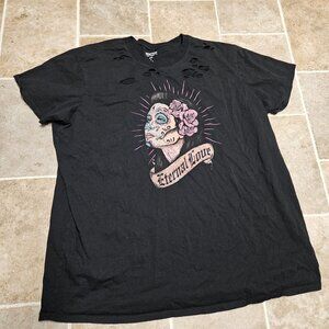 Heritage by Torrid Eternal Love Graphic T-Shirt Womens 2 Knit Short Sleeve Black